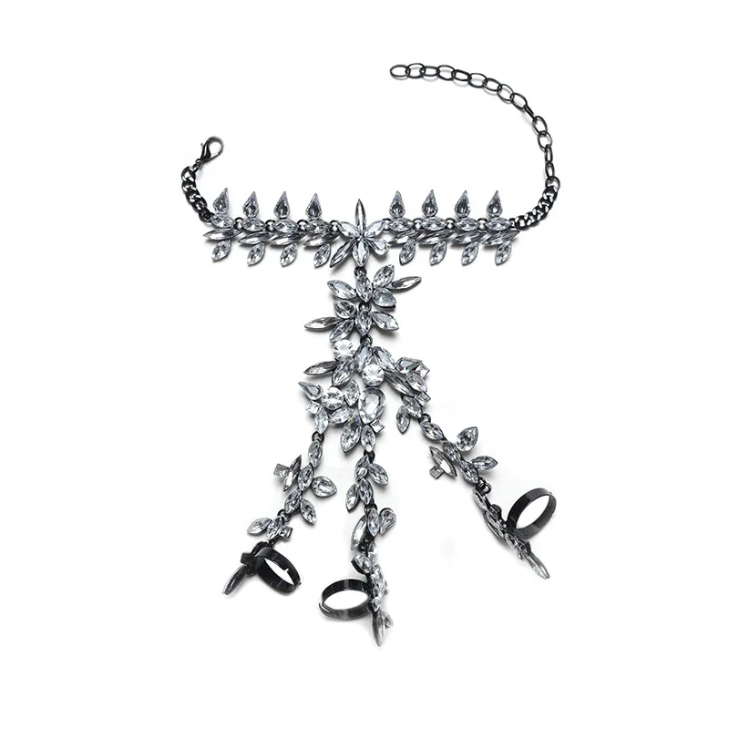 Женский модный стильный Хэллоуин ручной Череп Скелет Хрустальный Браслет крутая