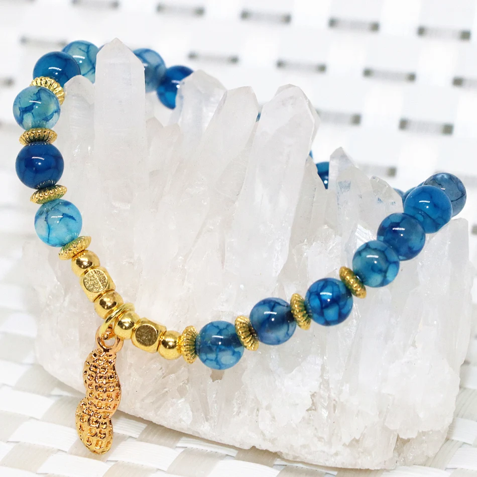 Женский браслет с круглыми бусинами ювелирное изделие из натурального оникса 6