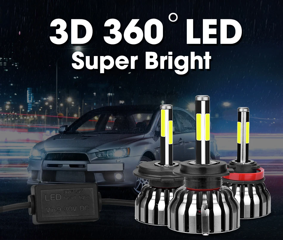3D 360 градусов 4 стороны H4 светодиодный H7 H11 HB3 HB4 H1 H27 880 881 огни автомобиля высокие 12В для ближнего и дальнего света Nebbia 12000LM luces светодиодный para Авто hlxg