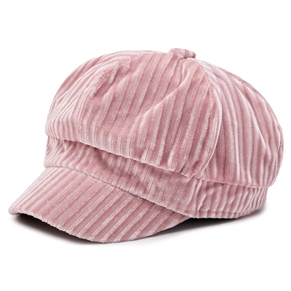 pink cap SHOWERSMILE, велюровая шапка, розовая, Newsboy, кепка s, женская, однотонная, повседневная, Duckbill, шапки, плюща, Вельветовая, Британская, осенняя, зимняя, модная, Baker Boy, Кепка - Цвет: pink cap