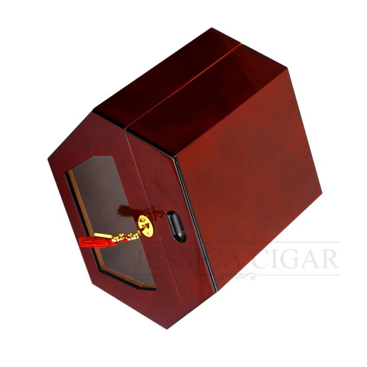 COHIBA роскошный красный шестиугольник разработан Стекло Дисплей хьюмидор