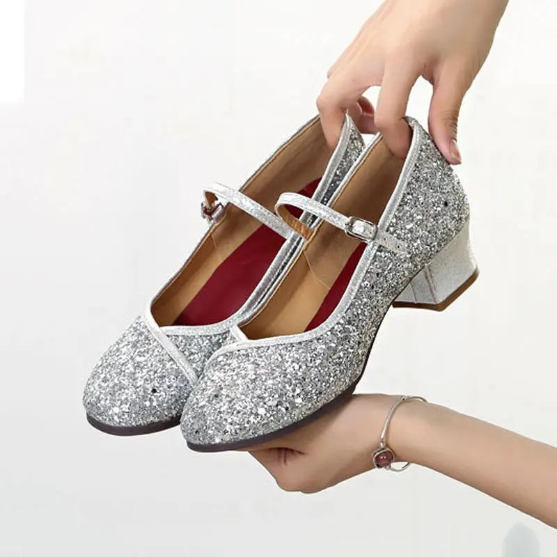 Latin Dance Shoes Women Salsa Tango Modern Dancing Shoes Ladies Square Middle Heels 3cm Ballroom Training Dance Sneakers Sandals