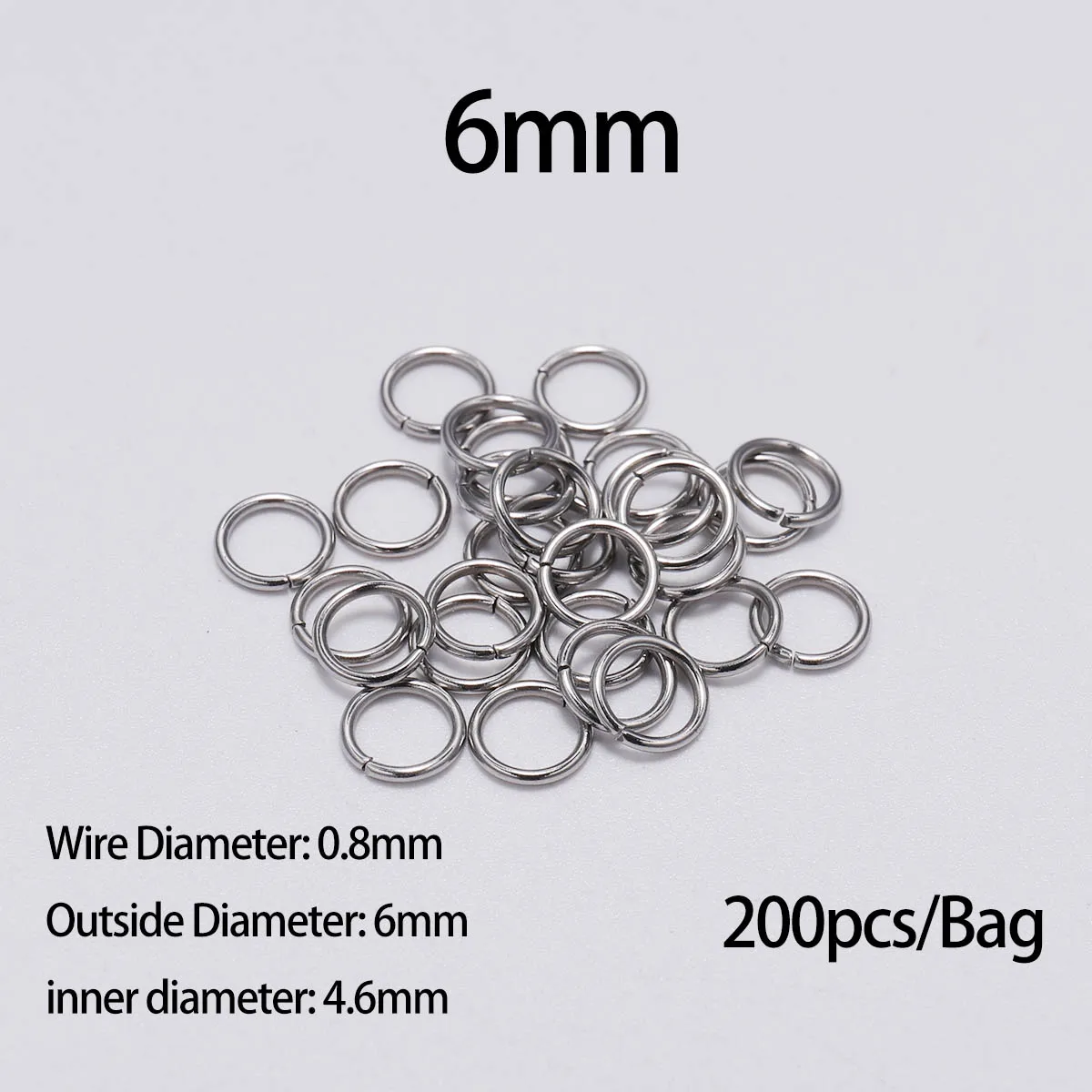 200pcs/Lot 4 5 6 8 10mm Stainless Steel Open Jump Rings Split Rings Connector For jewelry making Findings Accessories Supplies