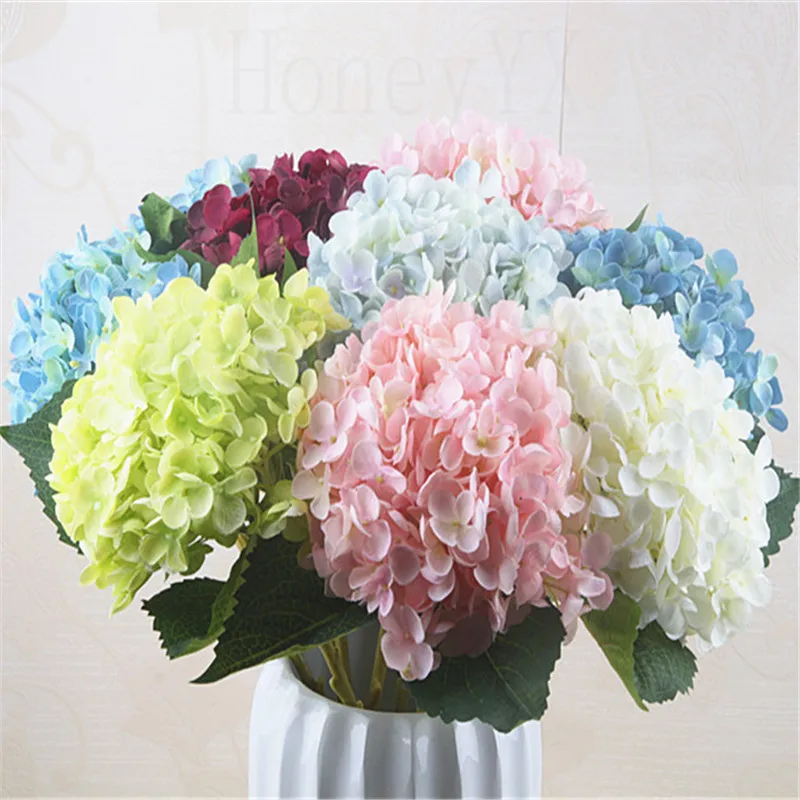 8 шт./лот качественные искусственные цветы искусственная шелковая Гортензия