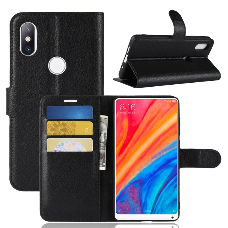 Для Xiaomi Mi Mix 2 S Чехол Флип карты Слоты Бумажник PU кожаный чехол для телефона Личи