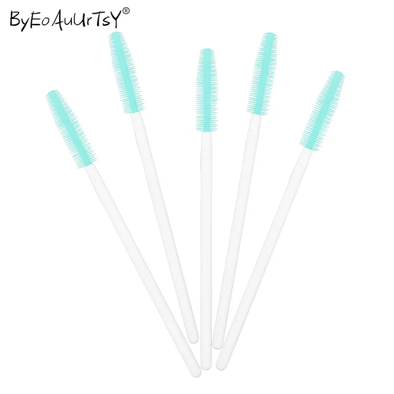 S-White-Mint green 200 шт одноразовый силиконовый щетка для ресниц расческа тушь для ресниц палочки наращивание ресниц индивидуальный аппликатор принадлежности для макияжа - Handle Color: S-White-Mint green
