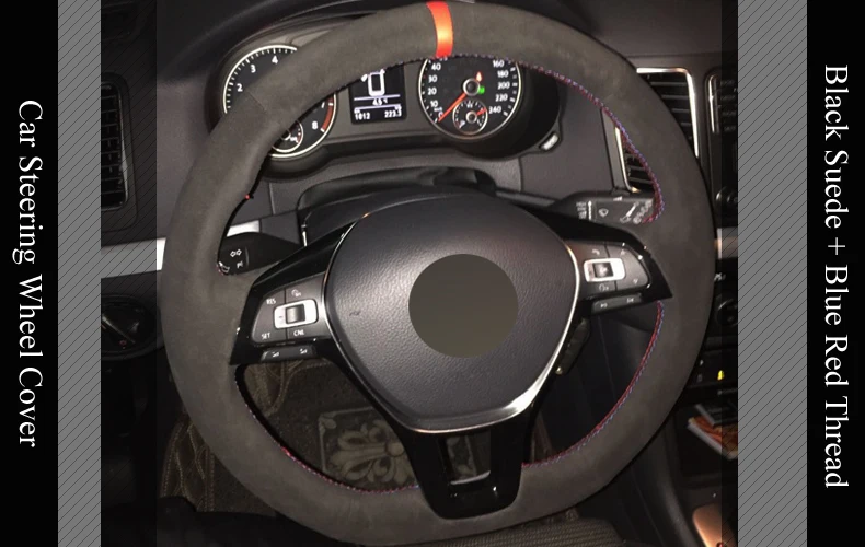 LQTENLEO черный замшевый чехол рулевого колеса автомобиля для Volkswagen VW Golf 7 Mk7 Polo Jetta Passat B8 Tiguan Sharan