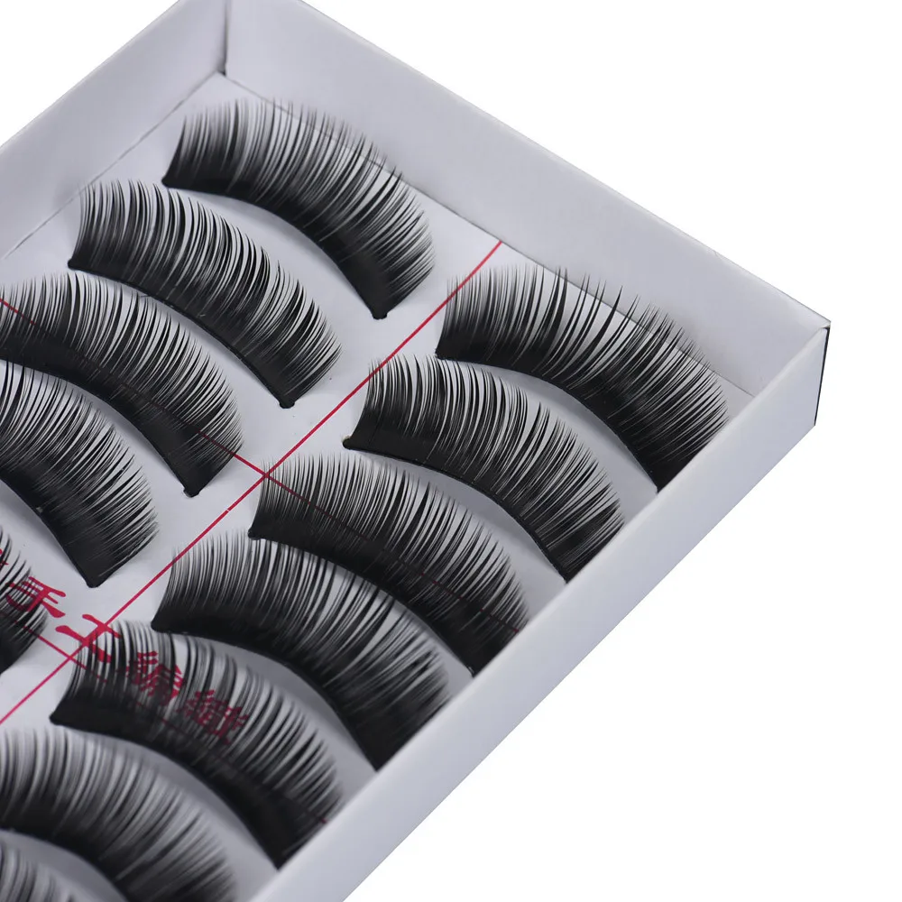 10 пар ручная работа черные длинные толстые крест красота макияж накладные