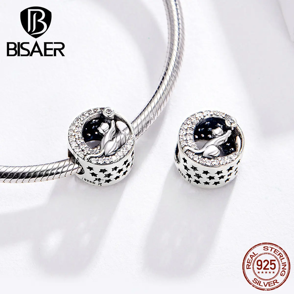 Подвески в виде кошки BISAER серебряные подвески счастливой киски котенка животных