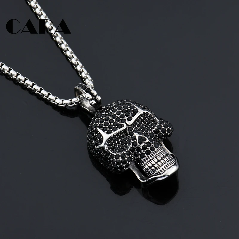 Мужское ожерелье в стиле хип-хоп украшение из нержавеющей стали 316L со стразами и