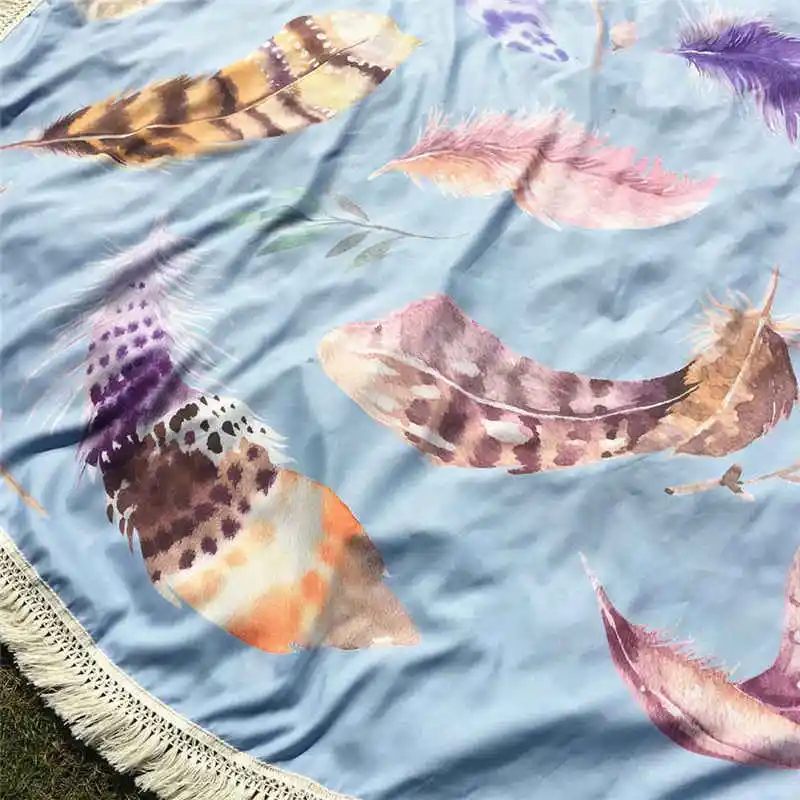 Новый круглый искусственный гобелен пляжное полотенце с мандалой коврик для