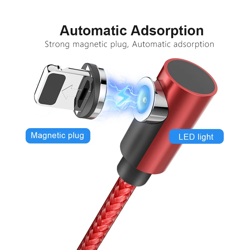 ! ACCEZZ Магнитный зарядный кабель с подсветкой для iPhone X XR 7 XS Plus Samsung S6 S7 Huaweiтип C Micro USB