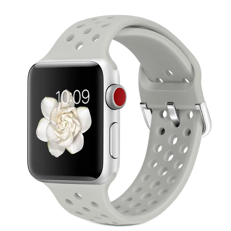Совместимый резиновый ремешок для Apple Watch 4 5 40 мм 44 мм мягкий силиконовый спортивный дышащий ремешок для iWatch серии 5 4 3 2 1 38 мм 42 мм - Цвет ремешка: Color 19