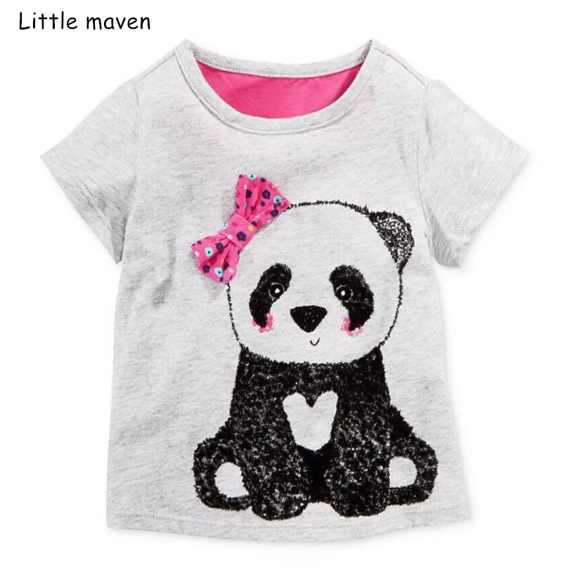 Little maven/детская одежда; коллекция года; летняя одежда для маленьких девочек; футболки с короткими рукавами; топы с принтом животных; брендовая хлопковая Футболка; 20208