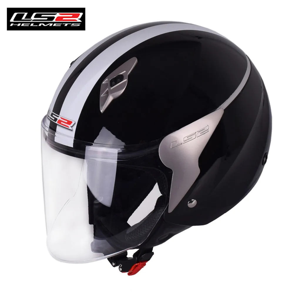 Black White LS2 OF559 Moto 3/4 Открытый мотоциклетный шлем для скутера Jet Moto rbike шлемы для крушенного двигателя руля мотоциклетные шлемы - Цвет: Black White
