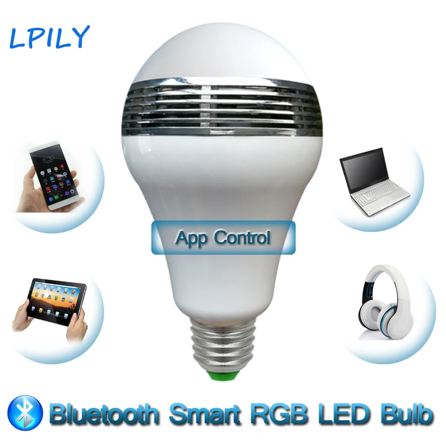 LPILY светодио дный лампы E27 Smart RGB RGBW Беспроводной Bluetooth Динамик Музыка Красочные