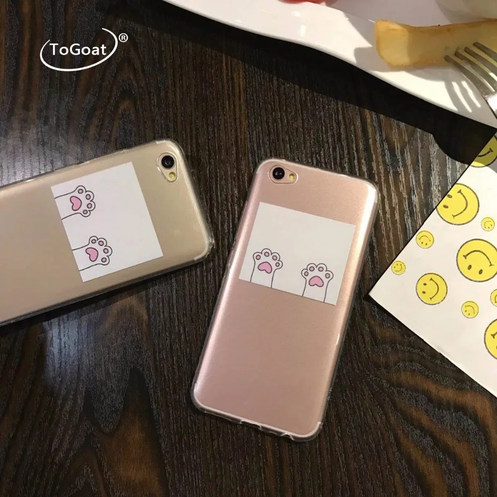 ToGoat Cute Kitty Paw Пушистые Мягкие Плюшевые Case Capa для iPhone 7 плюс Плюс 6 6s Cat След