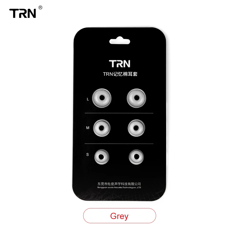 TRN Grey Eartips TRN 1 набор(6 шт) L/M/S 4,5 мм шумоизоляционные вкладыши из пены с эффектом памяти, губчатые наушники-вкладыши, амбушюры, колпачок для наушников в ухо - Цвет: TRN Grey Eartips