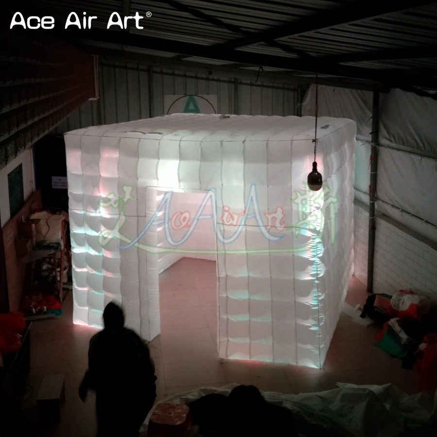 3x3 м белая ткань led освещение кабины, всплывающие фото стенд, кубические вечерние события станции смешной навес для Франции