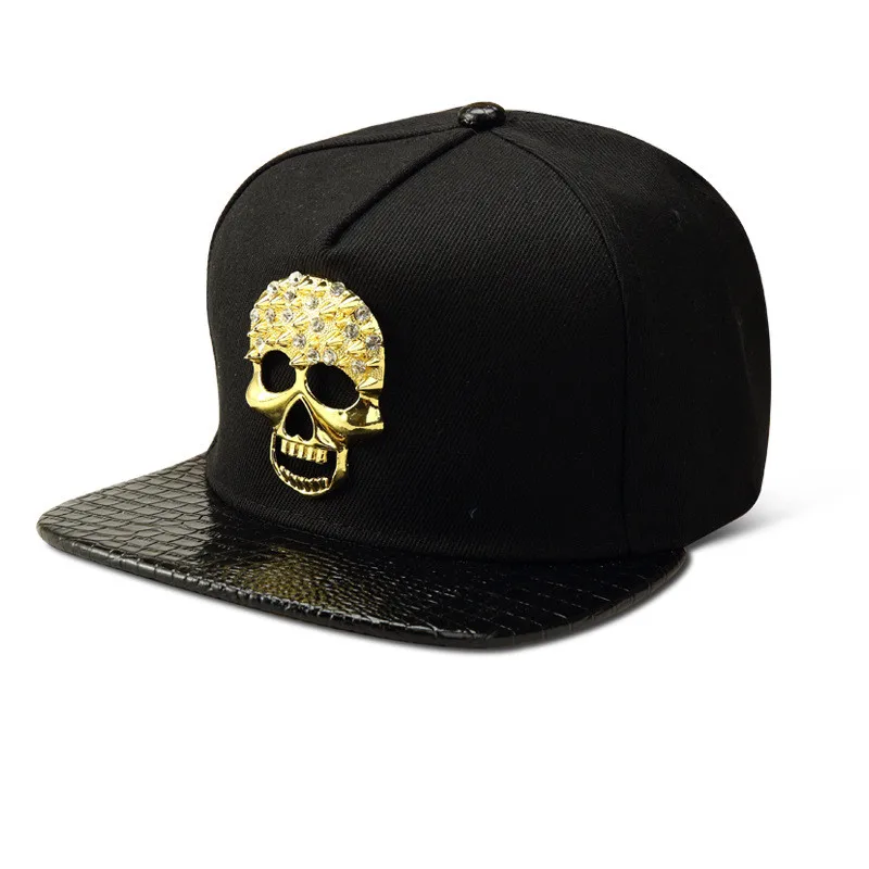 Bling Diamond Ghost Хлопковые бейсболки шапки для мужчин и женщин Gorras golf bone Golden Skull Head