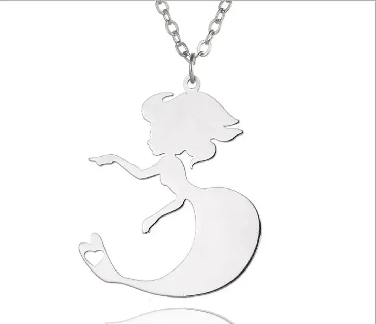 New Stainless Steel Pendant Necklace Gold Mermaid Necklace Love Animal Necklace