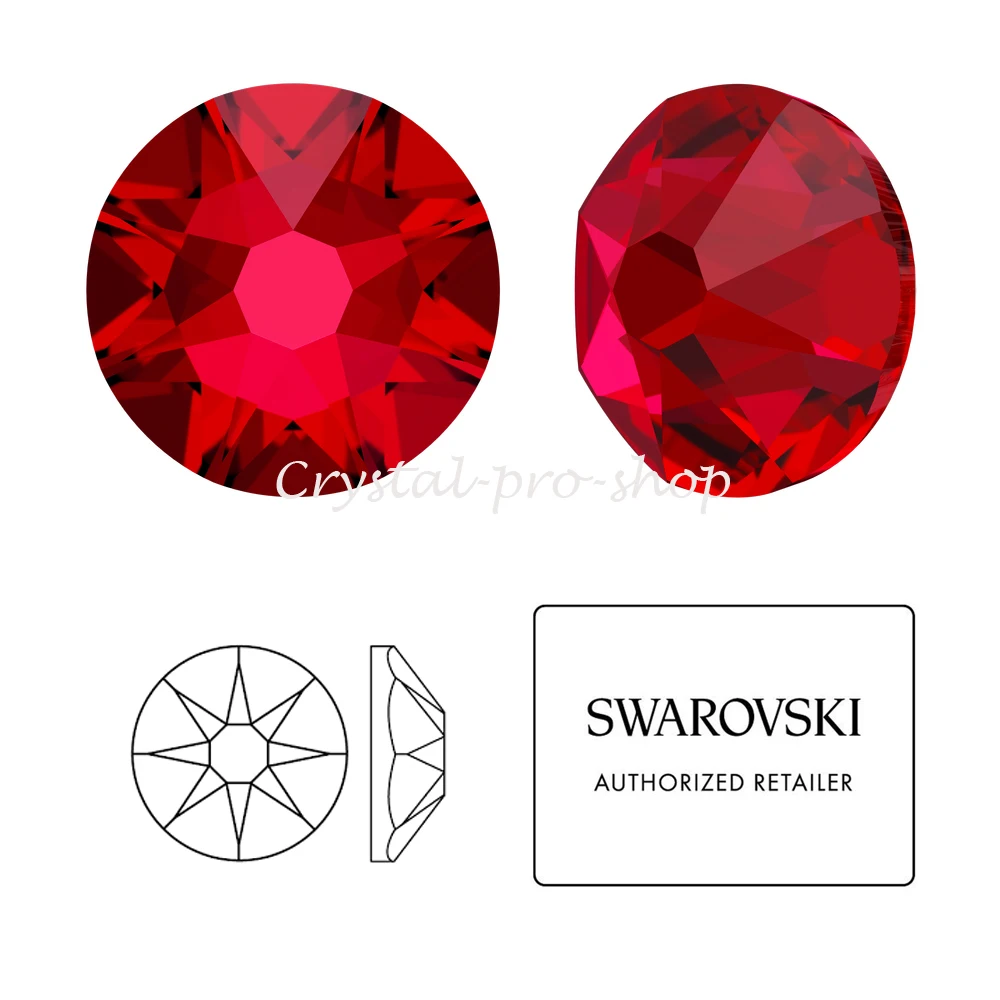 20 Swarovski Elements алого цвета(276) ss14(3,5-3,6) мм(без стразы с прямой основой) Flatback хрустальные красные стразы