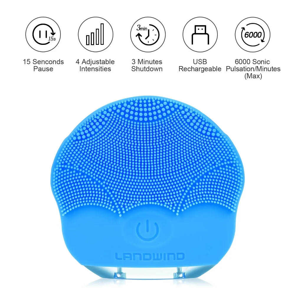 LANDWIND электрическая Очищающая щетка для лица силиконовая звуковая вибрация