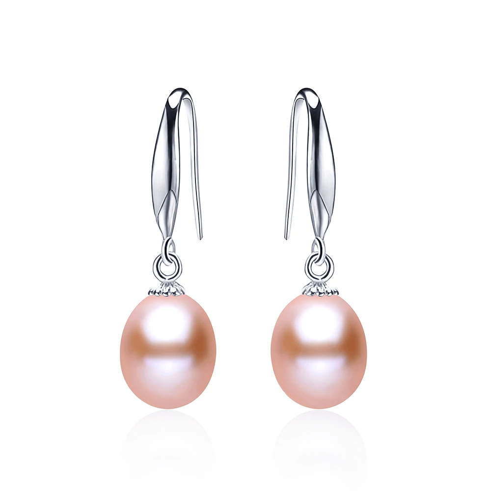 pink pearl Низкая цена, классические 925 пробы серебряные серьги-капли с настоящим жемчугом для женщин, модные белые серьги с натуральным пресноводным жемчугом, хорошее ювелирное изделие - Цвет камня: pink pearl