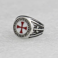 engagement rings stainless steel cosplay gamer rings fashion jewelry templar cross enamel ring for womenmen party gift