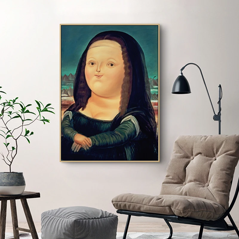 Скандинавская Веселая версия Моны Лизы Q с ручной росписью искусство Искусство