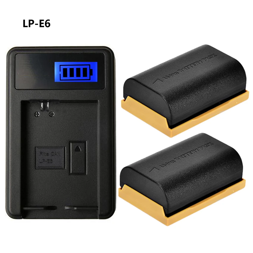 2650 мАч LP E6 LPE6 камера батарея + ЖК зарядное устройство для Canon EOS 5DS R 5D Mark II III 6D 7D 60D 60Da