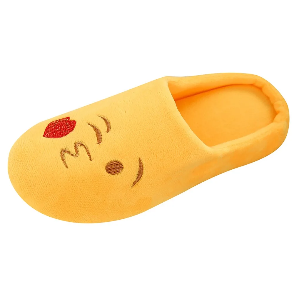 Yellow Женские тапочки; женские и мужские теплые тапочки; домашняя Нескользящая зимняя обувь; простая уличная обувь; Повседневные тапочки на плоской подошве - Цвет: Yellow