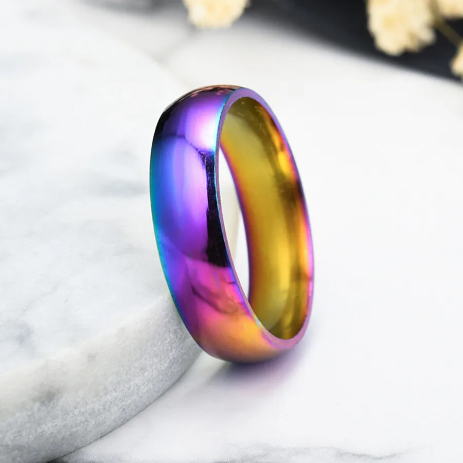 316L Stainless Steel Multicolor Rings Dull Polish Circle Anniversary Sale Ring Wedding Rainbow Party Anillos Mujer | Украшения и