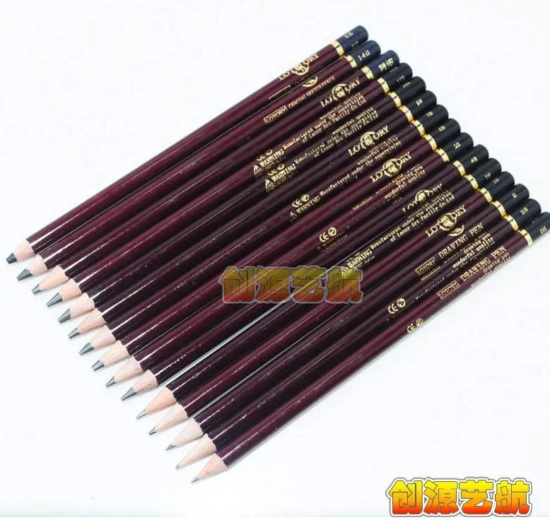 14pcs set sketch art drawing pencil 2H,HB,B,2B,3B,4B,5B,6B,7B,8B,10B,12B ,14B, EE free shipping