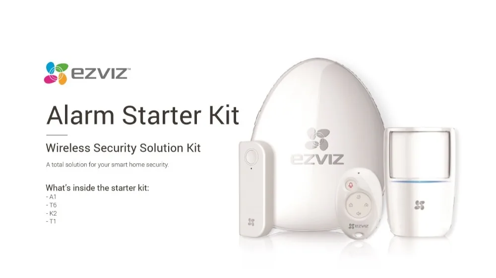 EZVIZ сигнализации Starter Kit Интернет сигнализация концентратор A1+ Беспроводной извещатель T1+ пульт Управление K2+ Беспроводной открыть-закрыть детектор T6