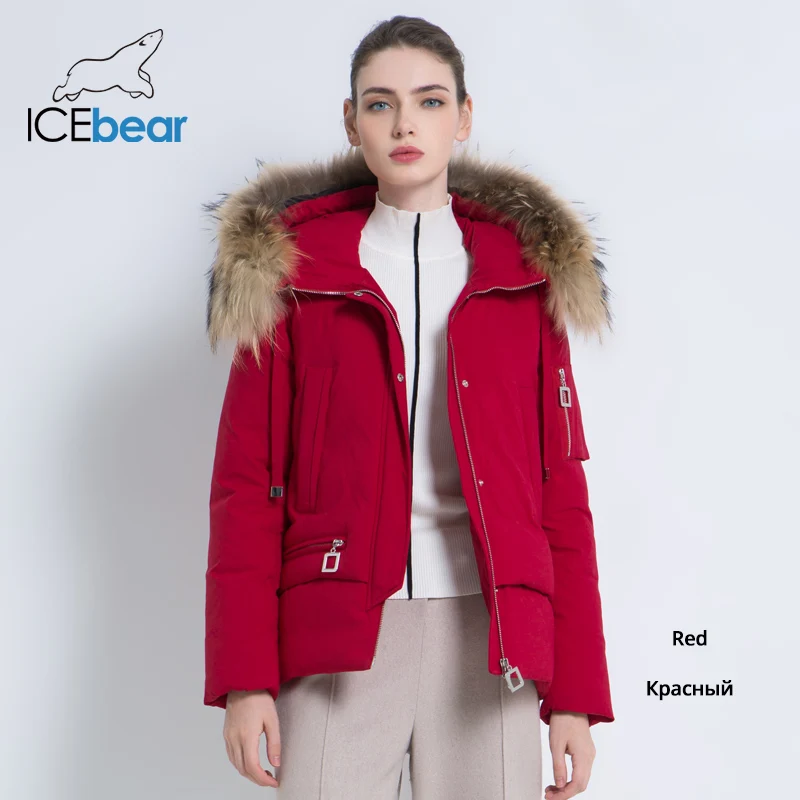 G364 ICEbear Зимняя куртка с капюшоном и отороченным натуральным мехом енота Женская куртка высококачественная теплая куртка Стильная женская одежда бренда GWD19062I - Цвет: G364