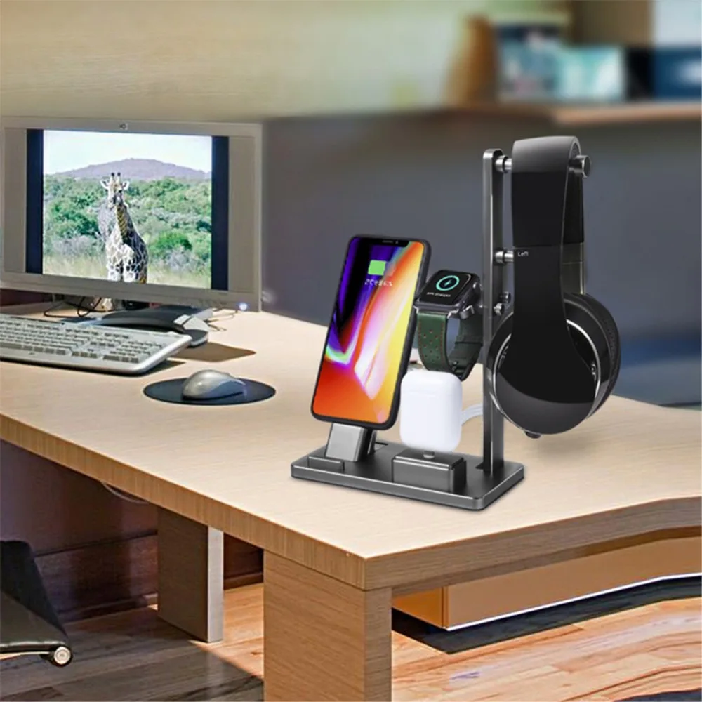 6 в 1 Алюминий Подставка для зарядки док станции наушники держатель Apple Watch Series 3/2/1