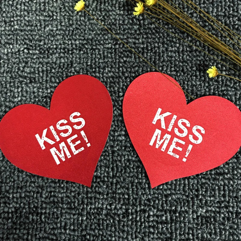 Накладки на соски с надписью KISS ME Одноразовые женские клейкие ленты светящиеся в