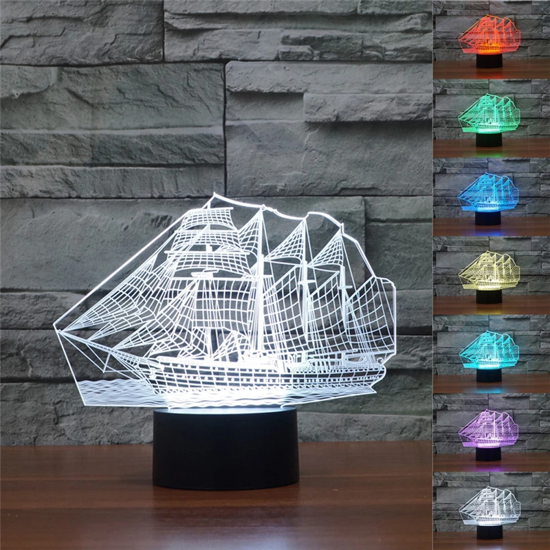 Модель Пираты Карибского бассейна парусник украшения ночник лампа меняющая цвет