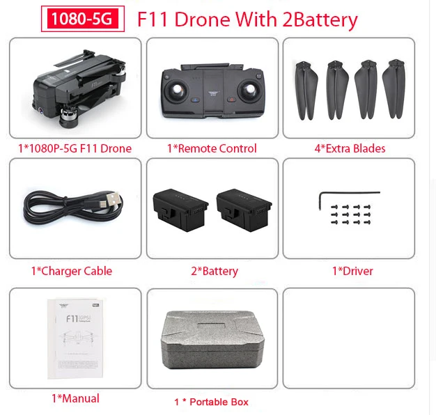 2BatteryPortableBag SJRC F11 gps Дрон с Wi-Fi FPV 1080P камера бесщеточный Квадрокоптер 25 минут управление временем полета складной Дрон Vs CG033 Z5 - Цвет: 2BatteryPortableBag