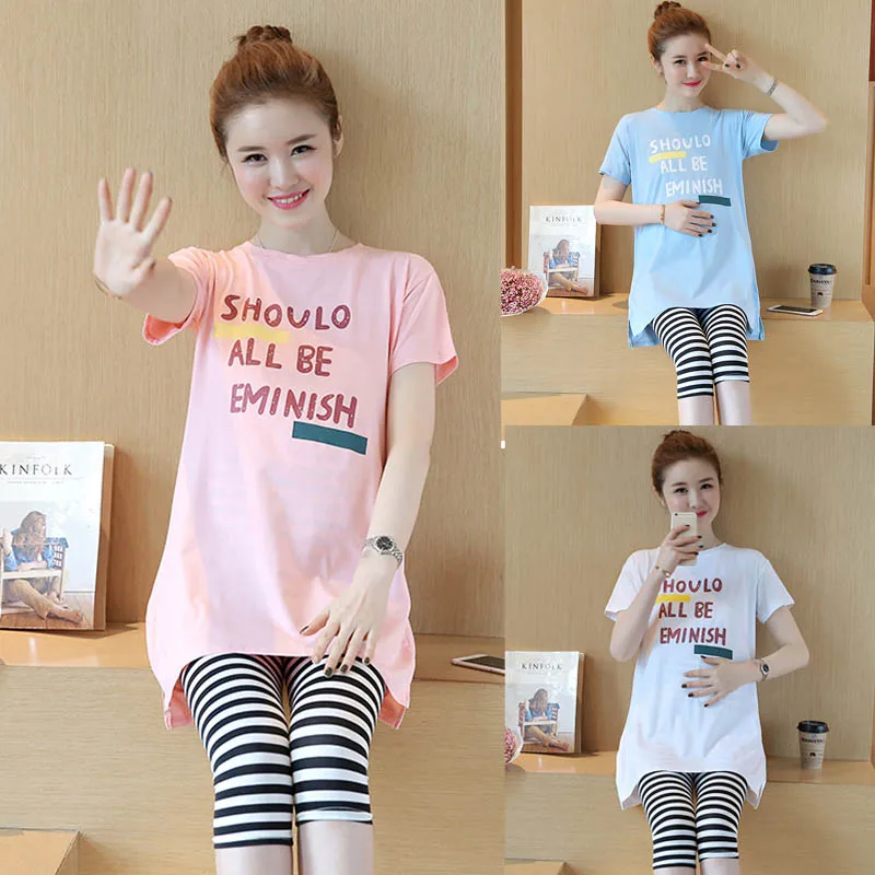 Одежда для беременных Модный комплект комплекты свободные с буквами коротким