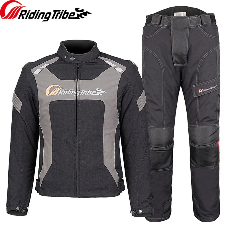 Men - Gray set Мужская Женская мотоциклетная куртка, брюки, водонепроницаемая зимняя куртка для верховой езды, наездник, тяжелая защитная одежда, встроенная теплая подкладка JK-56 - Цвет: Men - Gray set