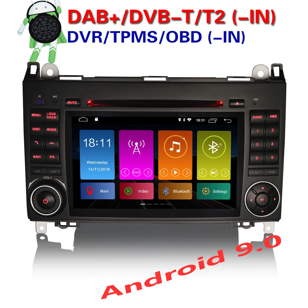 Erisin ES2972B 7 &quotавтомобильный мультимедийный плеер авто радио Android 9 0 DAB + DVR OBD GPS для