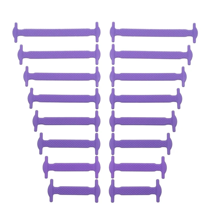 Purple Shoelaces 16 шт./лот, 8 размеров, ленивые эластичные шнурки, креативные беговые кроссовки без завязок, струны унисекс, эластичные силиконовые шнурки для спортивной обуви - Цвет: Purple Shoelaces