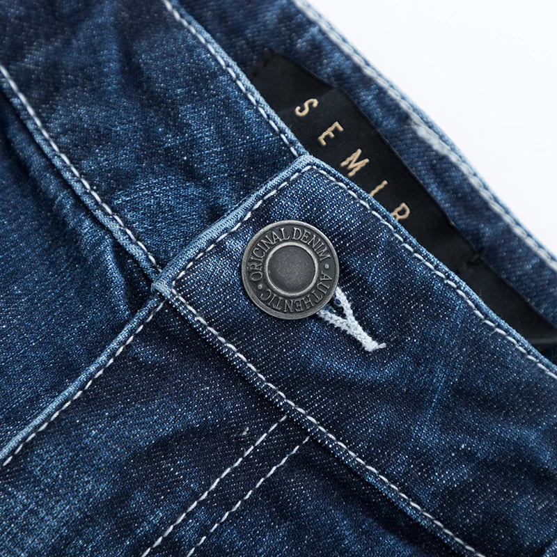 SEMIR узкие джинсы из мягкого хлопка для мужчин зауженные с разрушенной деталью