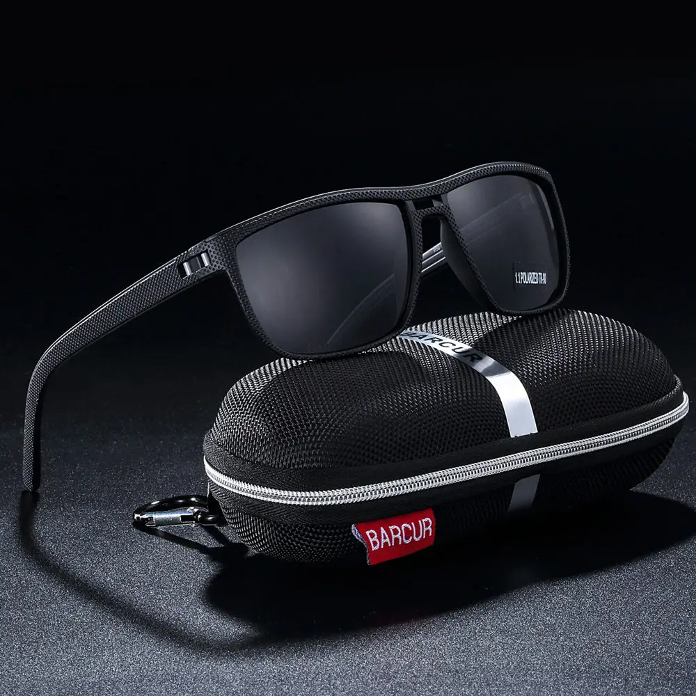 Black Gray BARCUR Спортивные Мужские поляризационные солнцезащитные очки мужские вождения солнцезащитные очки для мужчин Полароид линзы солнцезащитные очки - Lenses Color: Black Gray