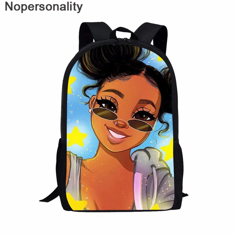 Z5115C Nopersonality Black Art Afro Girl Print African Backpack for School Teenage Girls Book Bags Toddler Schoolbag Mochila Escolar - Цвет: Z5115C