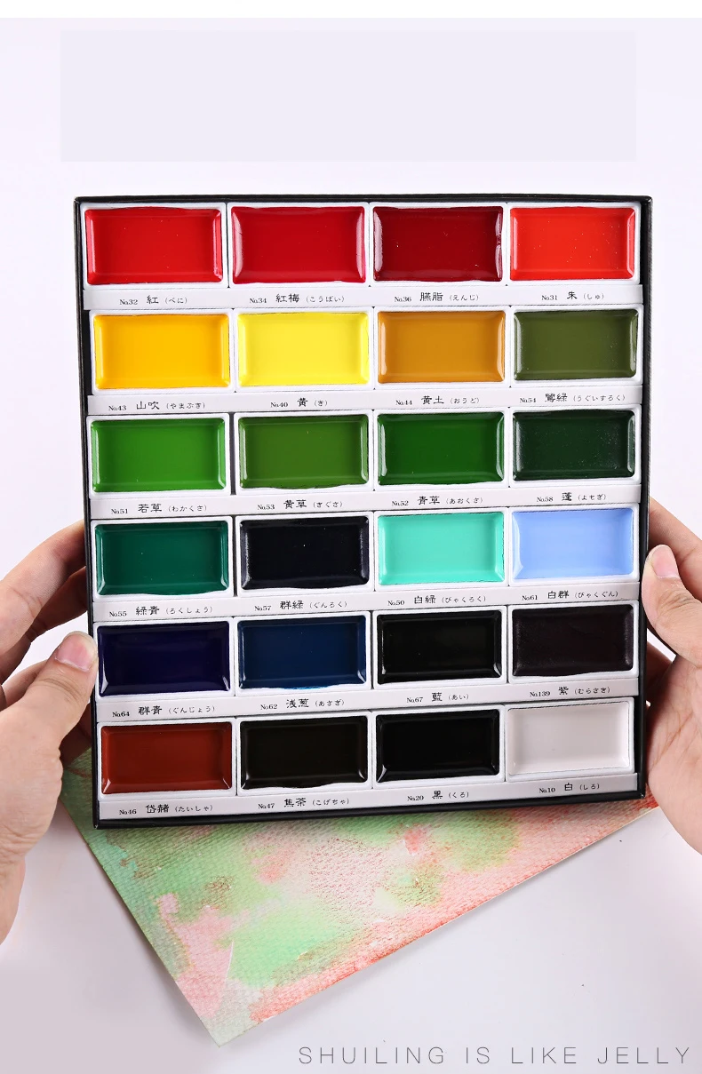 Kuretake GANSAI TAMBI Solid Watercolor Paint Professional Watercolor Gouache Paint 12/18/24/36/48 Colors