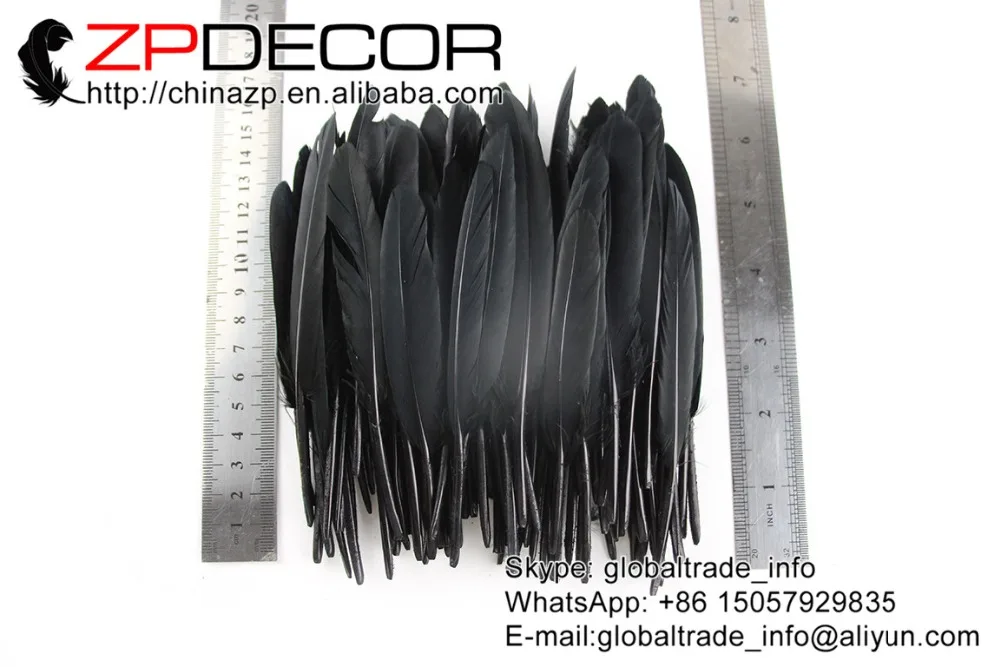 

ZPDECOR Feather 100 pcs/lot 10-15cm(4-6inch) Hand Select Wholesale Black Duck Cochettes Loose Feathers