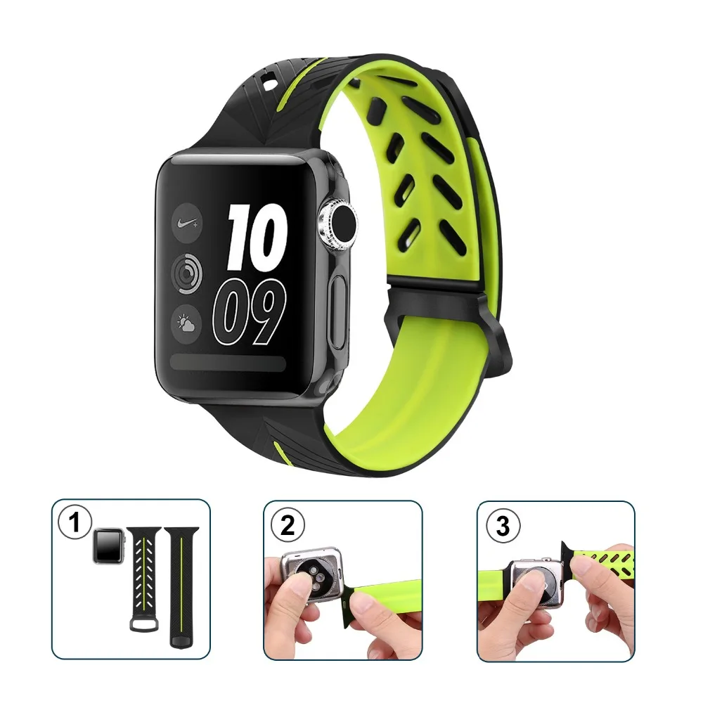 Брендовые спортивные силикон для Apple Watch группа 42 мм 38 случае каучуковый ремешок